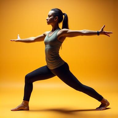 A person in a flowing warrior yoga pose.
